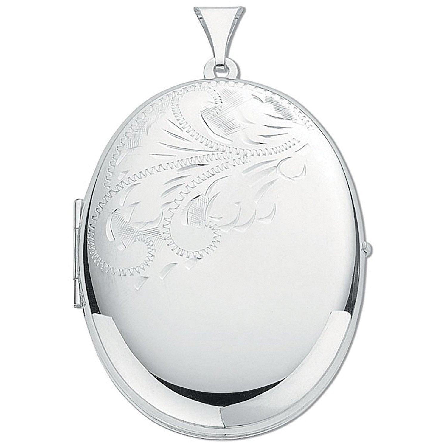 Silver Large Engraved Oval Shaped Locket - Luxury Watch - Certified Authentic - Swiss Made – Luxury Watch by Imperial